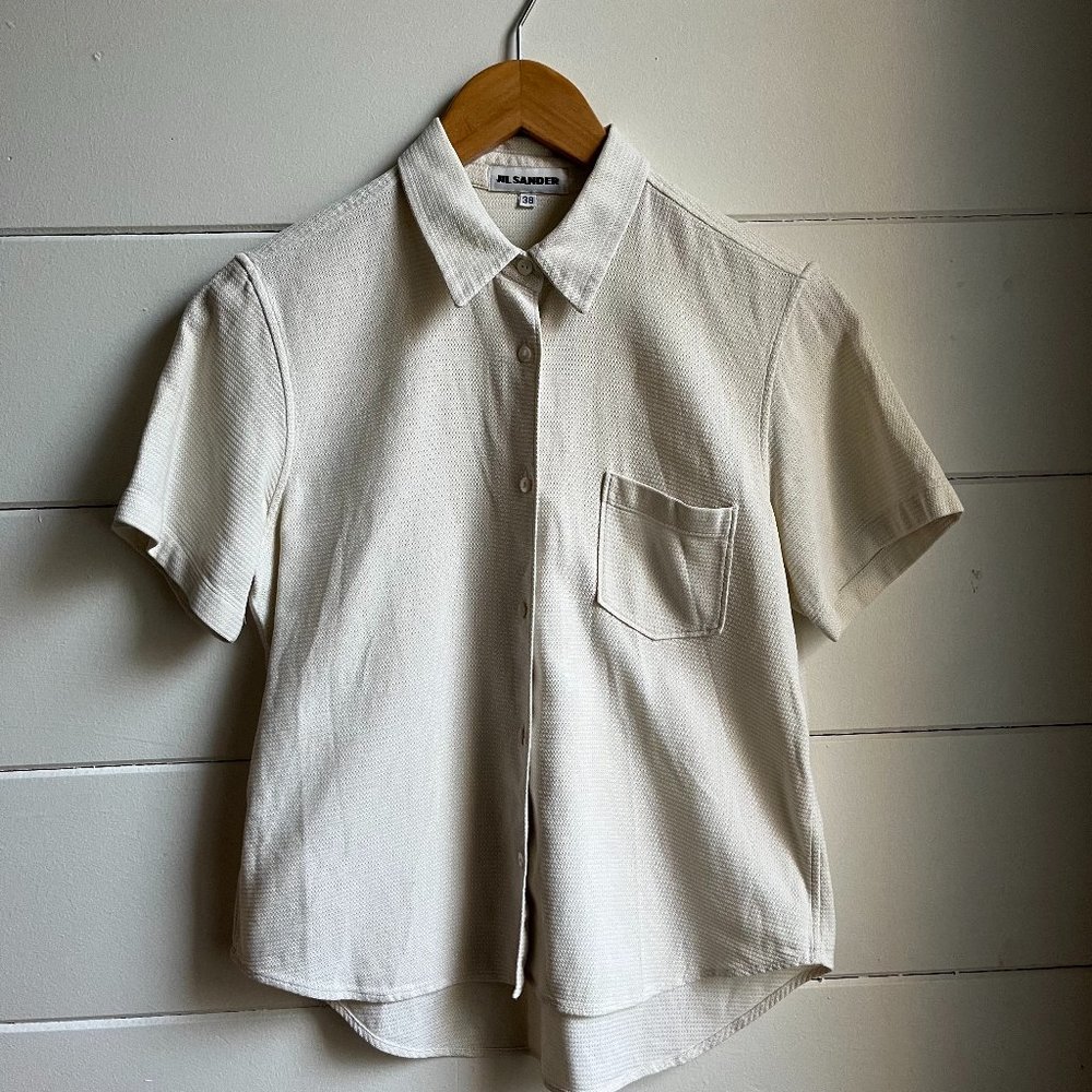 Jil Sander Cream Short Sleeve Button Down